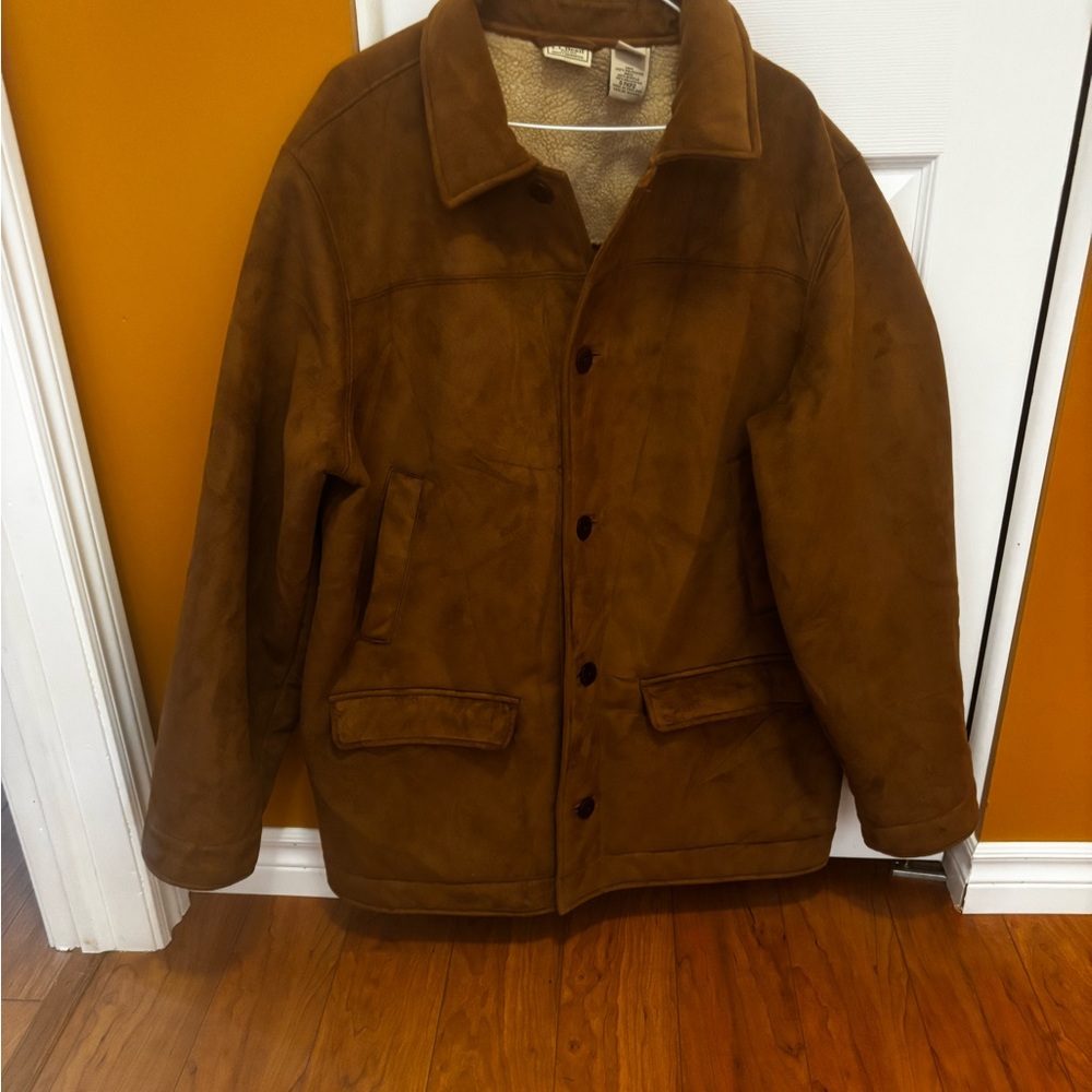 XL L.L. Bean Sherpa Lined Mens Faux Suede Jacket